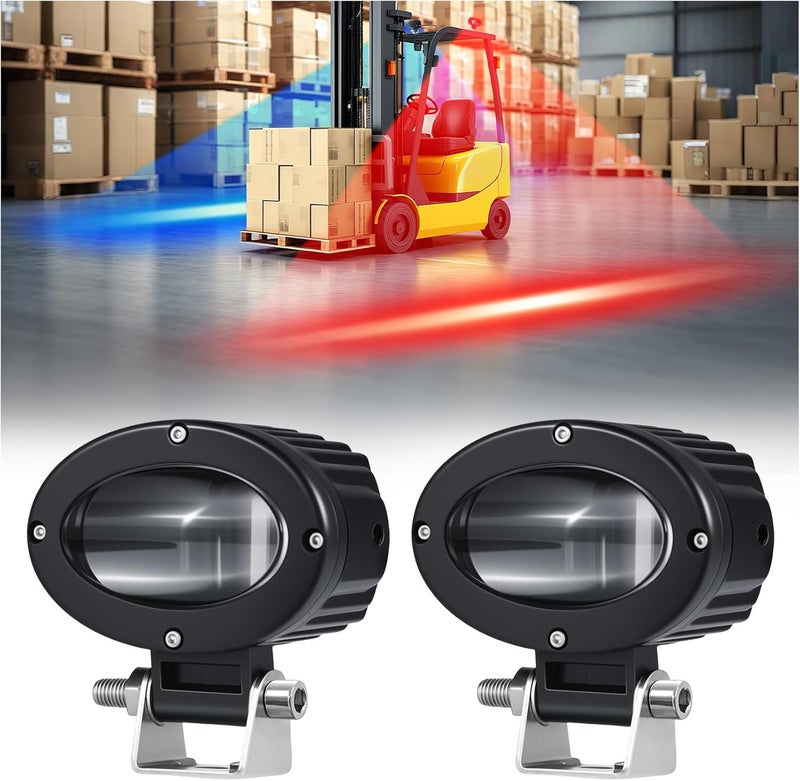 eTzone LED Forklift Safety Light 2 Pack, Dual Color Switchable Forklift Warning Light (Red & Blue) Safety Lamp for Side Zone, Warehouse Pedestrian Area, 30W DC 10-80V - Image 1